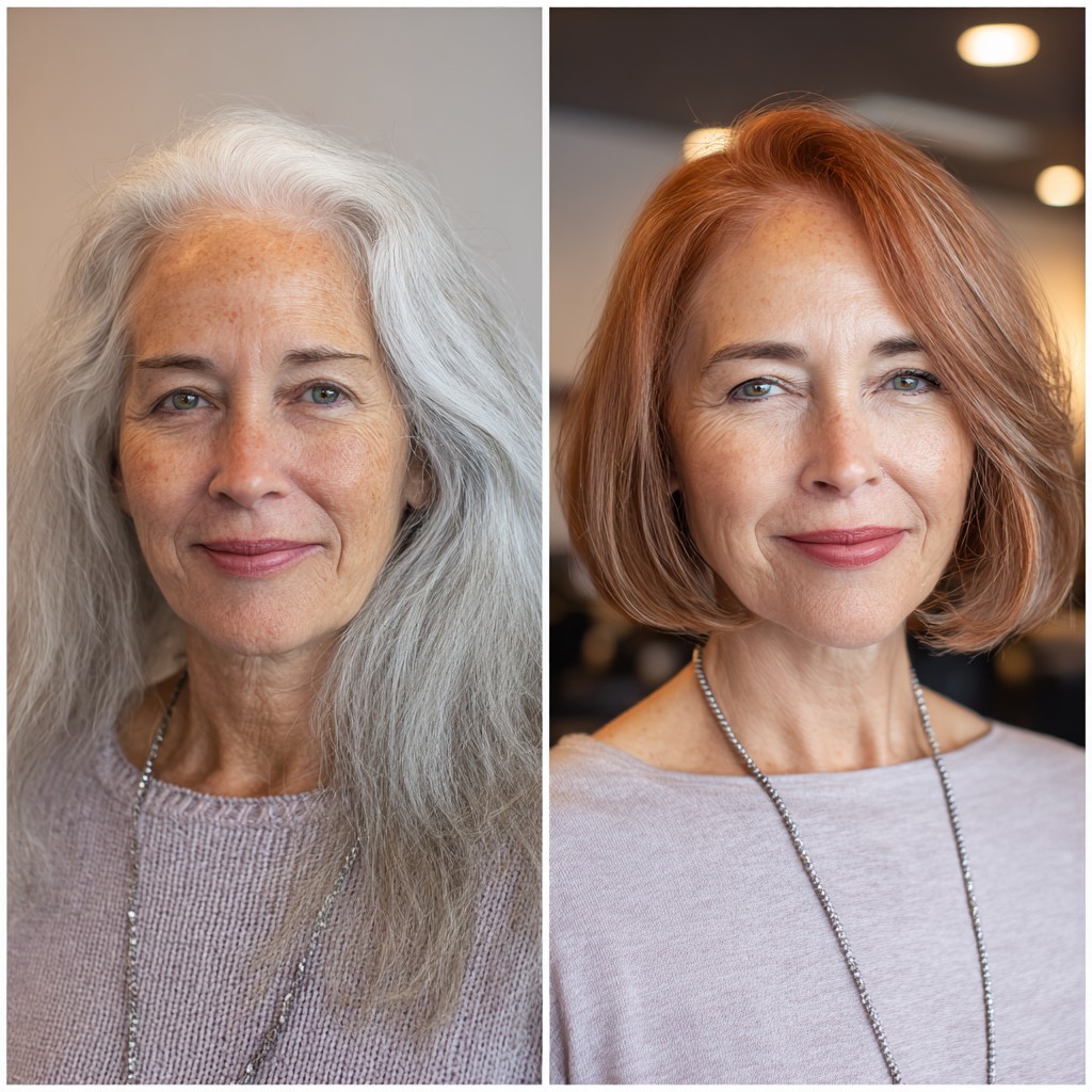 Stylish Copper Rose Gold Blunt Bob with Subtle Layers