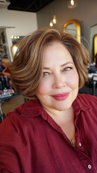 Stylish Light Brown Textured Bob with Soft Volume