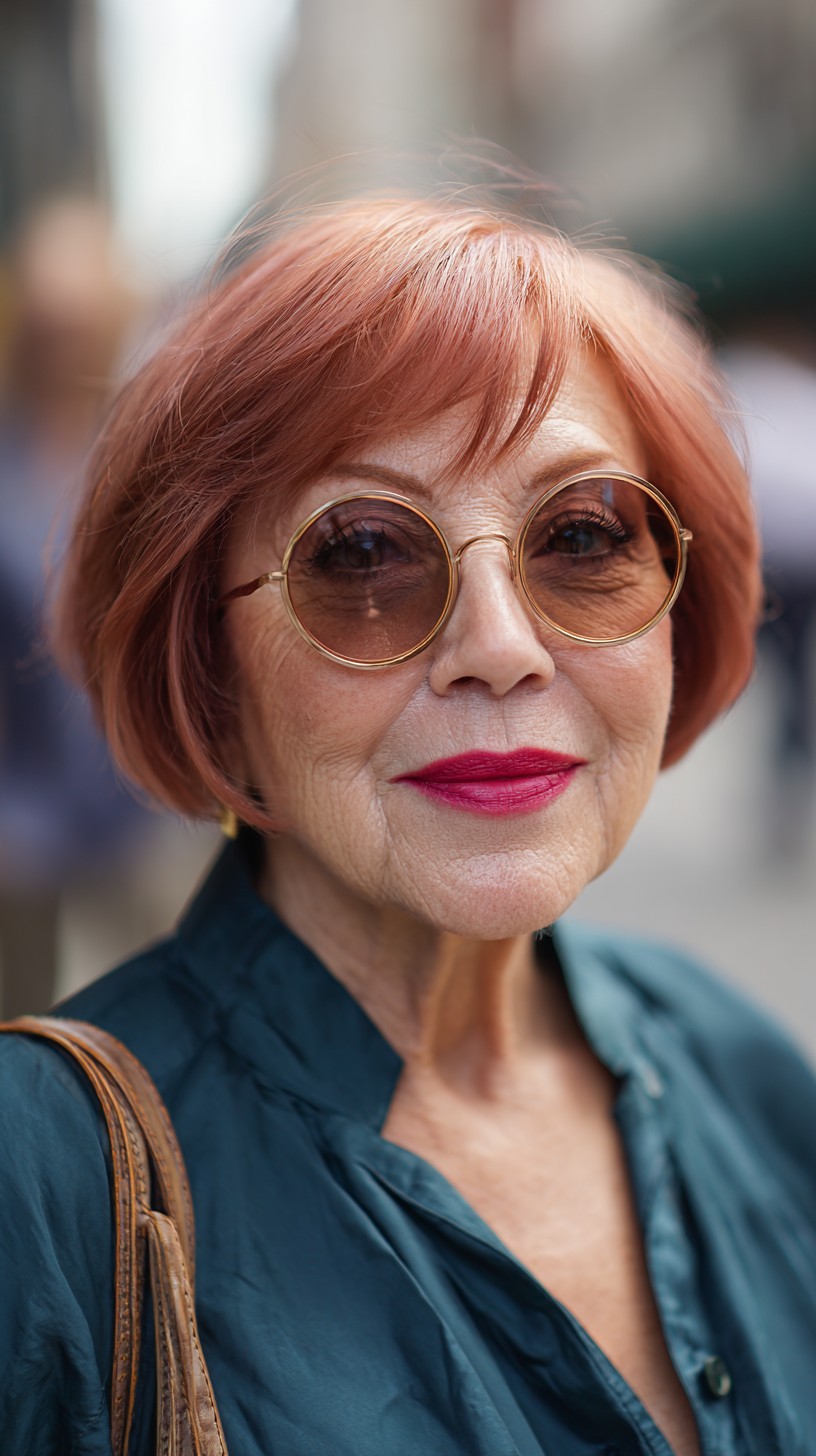 Stylish Rose Gold Chin-Length Bob with Subtle Layers