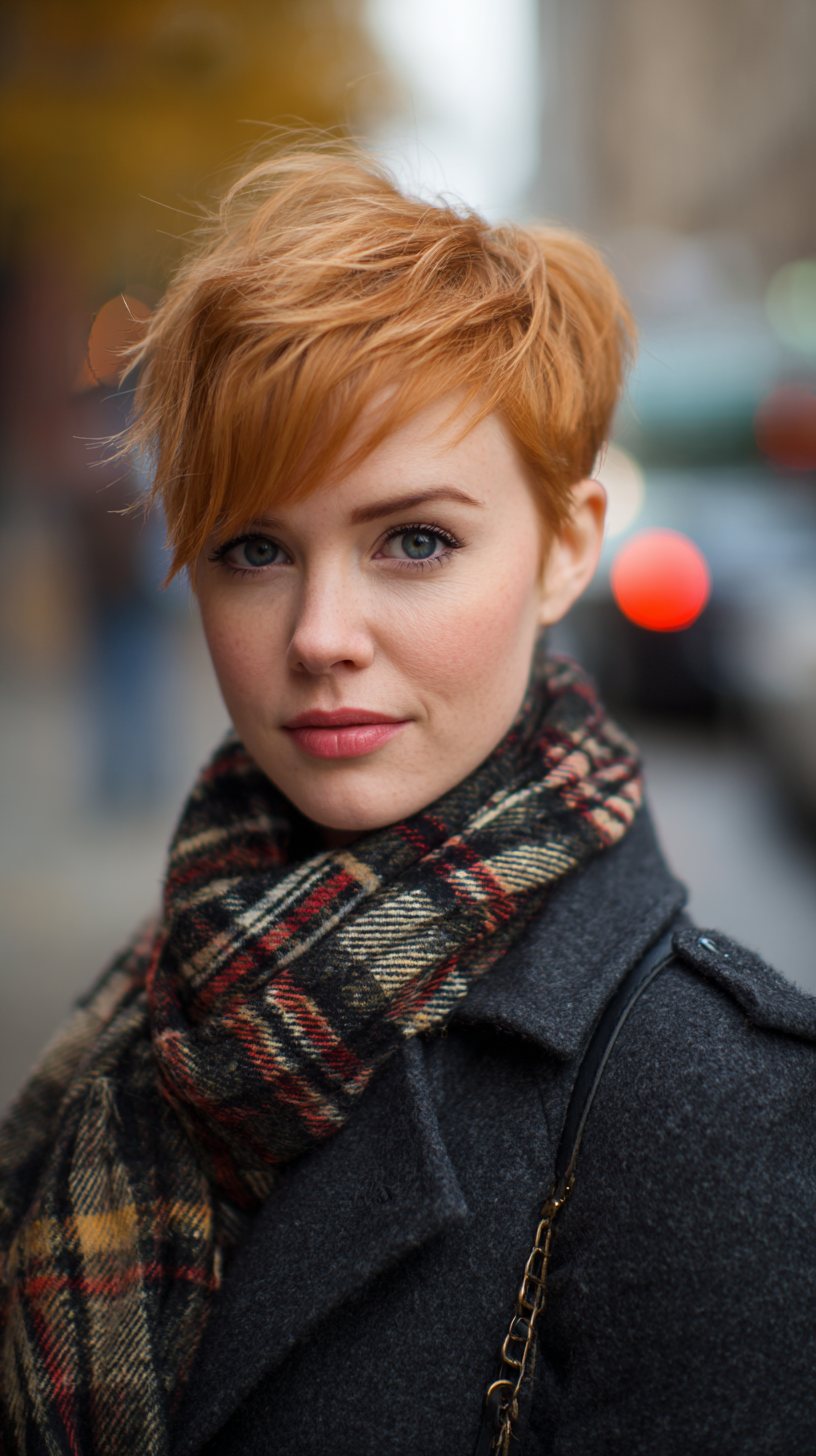Stylish Strawberry Blonde Textured Pixie Cut with Soft Volume