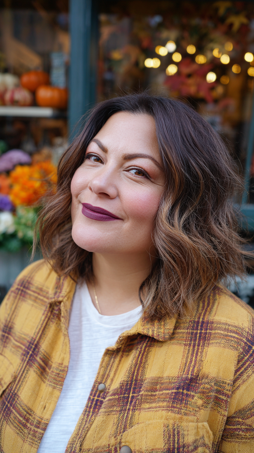 Textured Brunette Bob with Effortless Waves