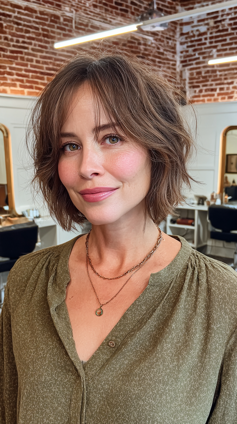 Textured Brunette Bob with Face-Framing Layers