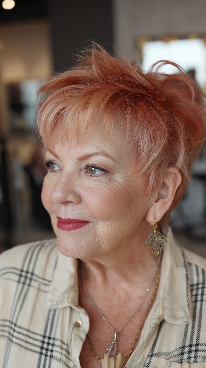 Textured Copper Rose Gold Pixie Cut