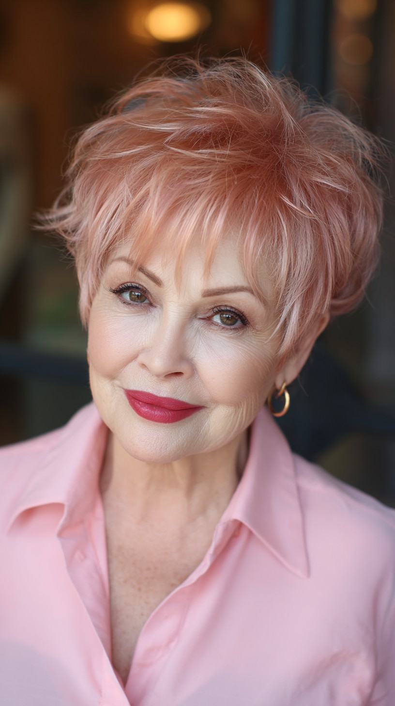 Textured Copper Rose Gold Pixie with Playful Volume