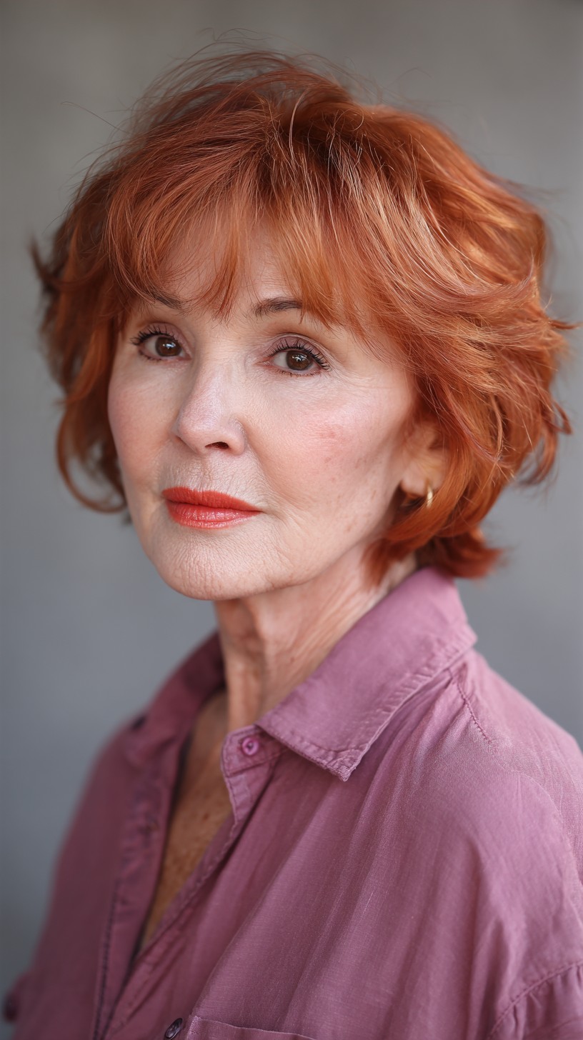 Textured Copper Rose Gold Shag with Feathered Layers