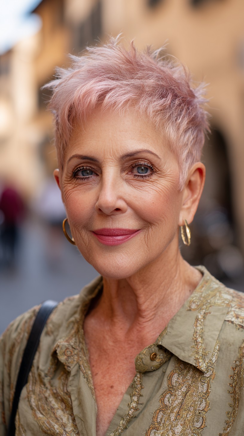 Textured Rose Gold Pixie with Playful Volume