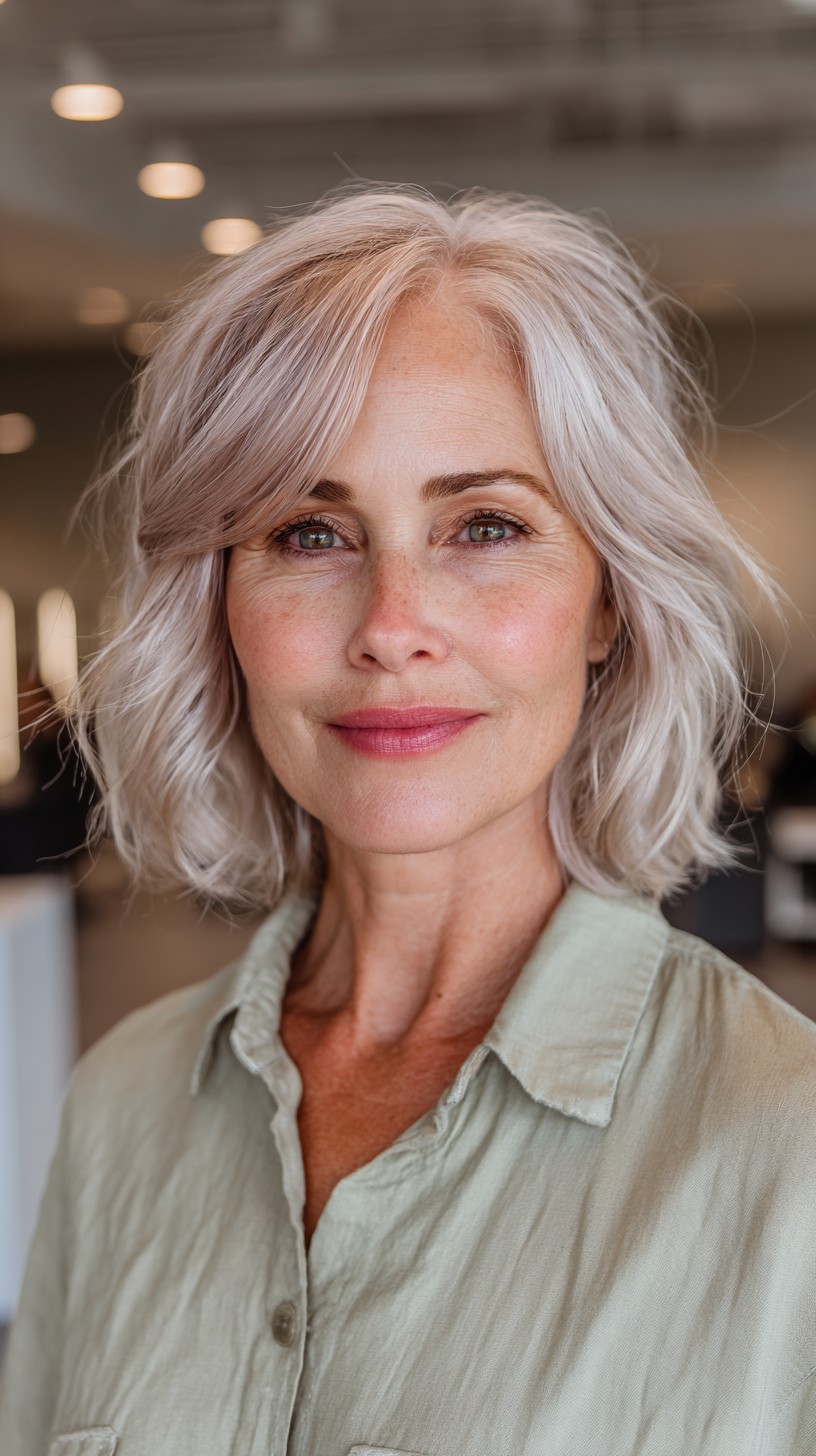 Textured Rose Gold Shoulder-Length Waves