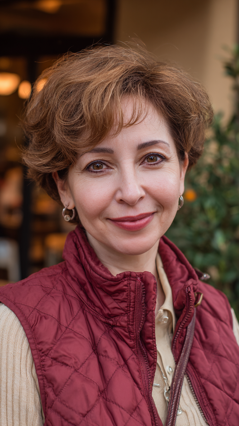 Textured Short Caramel Brown Cut with Soft Volume