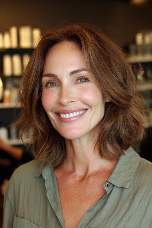 Textured Shoulder-Length Cut with Soft Waves