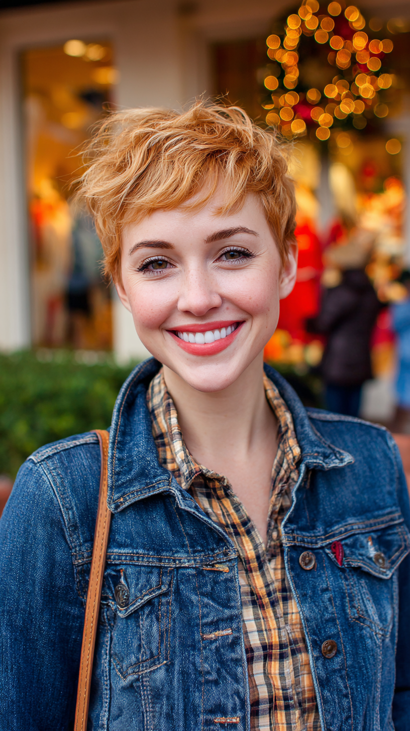 Textured Strawberry Blonde Pixie with Soft Layers
