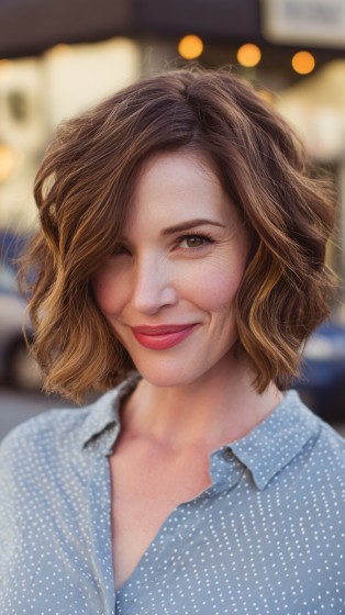 Textured Wavy Bob with Soft Layers