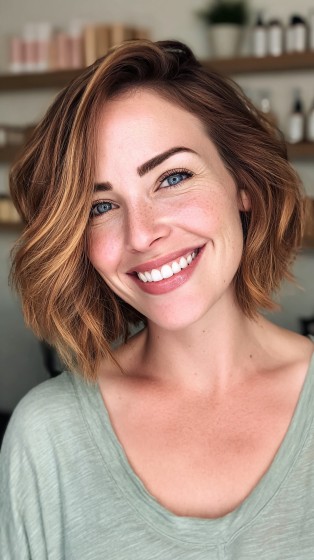 Textured Wavy Bob with Subtle Layers