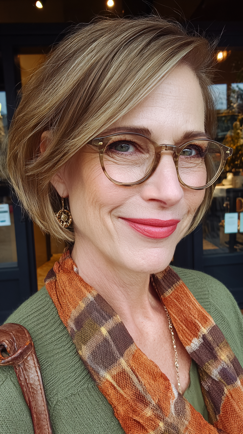 Trendy Caramel Brown Bob with Textured Layers