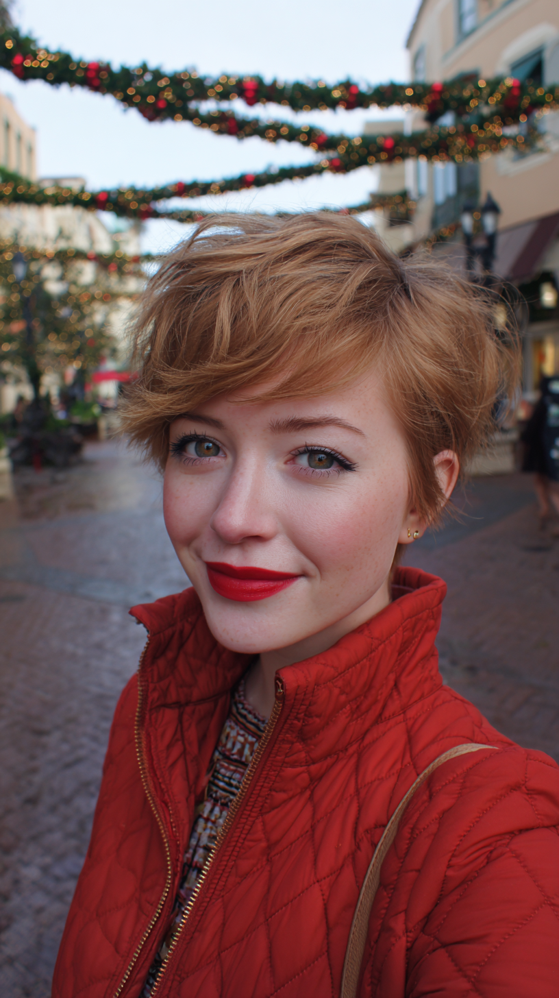 Trendy Strawberry Blonde Textured Pixie Cut with Soft Volume