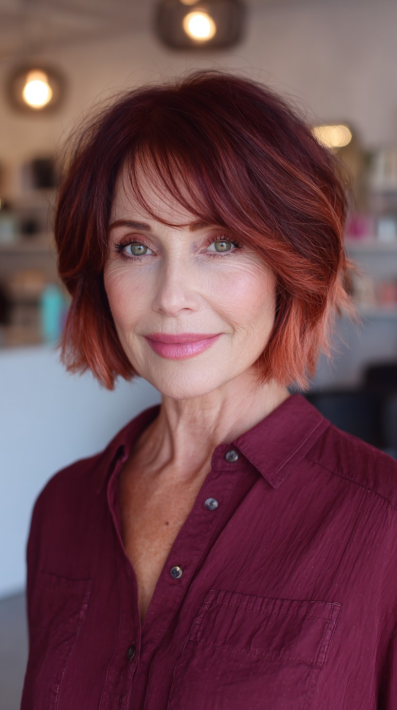 Vibrant Chocolate Rose Gold Textured Lob