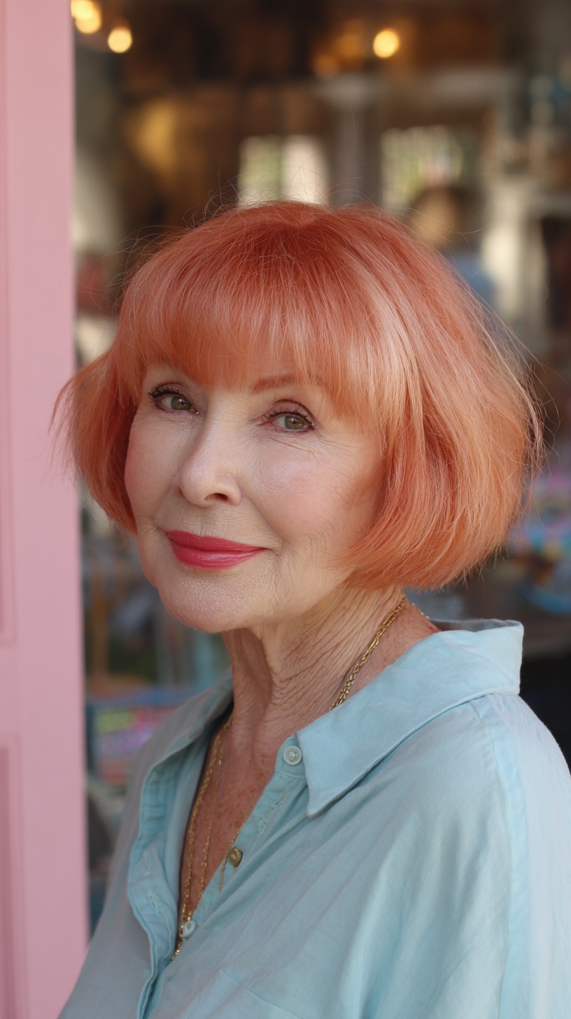 Vibrant Copper Rose Gold Rounded Bob