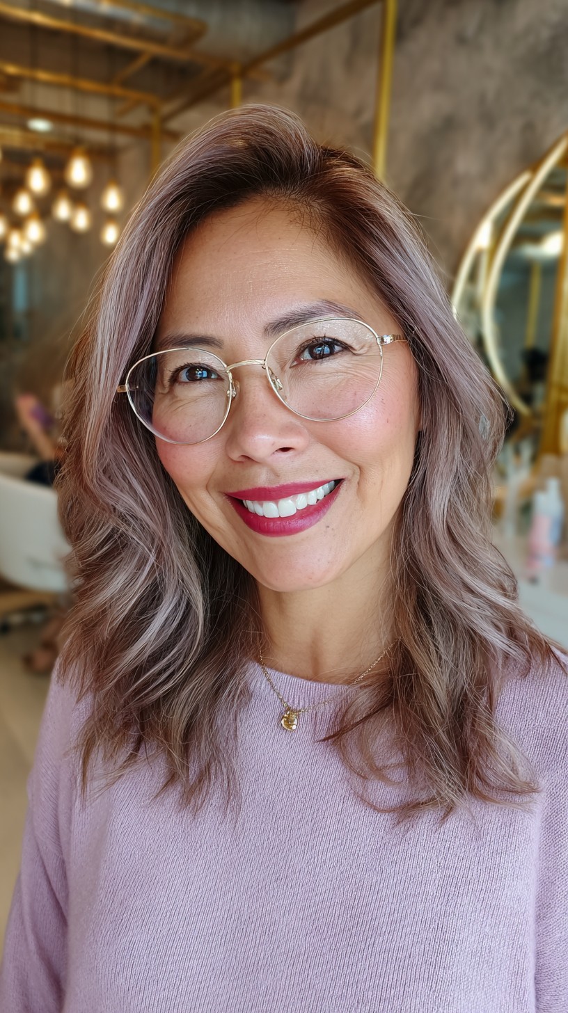 Warm Rose Gold Balayage with Soft Beachy Layers