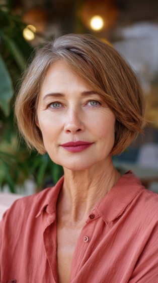 Warm-Toned Side-Parted Bob with Subtle Texture