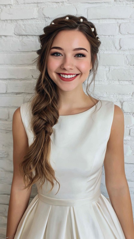 Whimsical Side Braid with Loose Waves