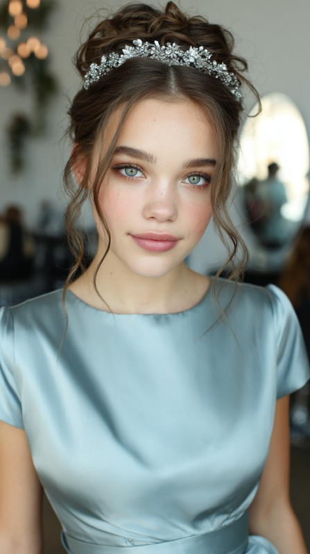 Whimsical Twisted Updo with Delicate Loose Tendrils