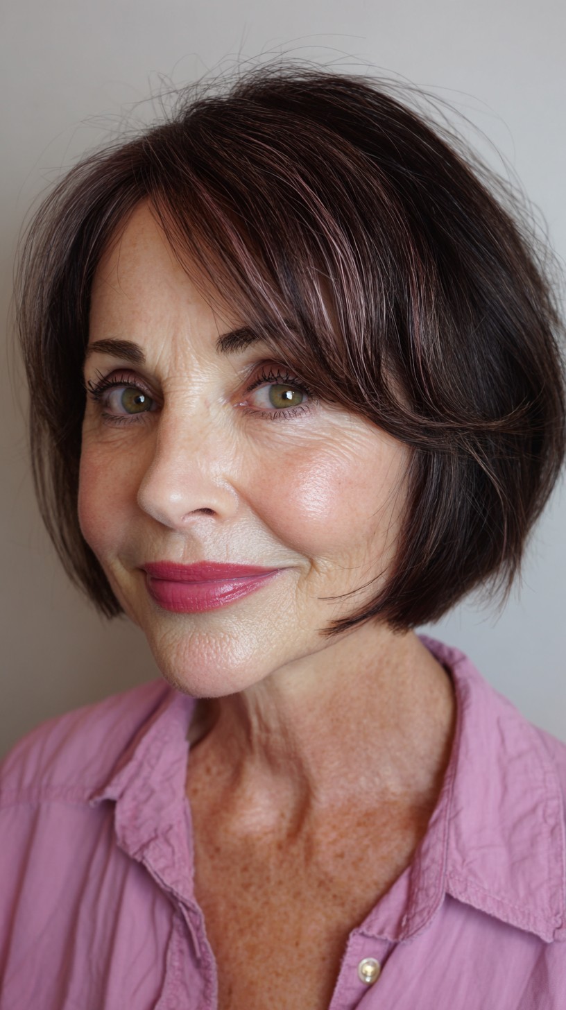 Modern Textured Bob with Rose Gold Highlights