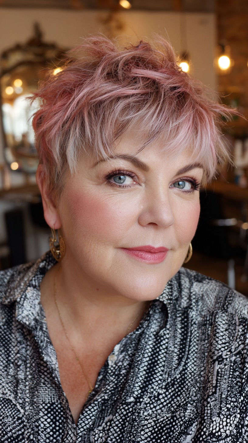 Chic Textured Rose Gold Pixie Cut