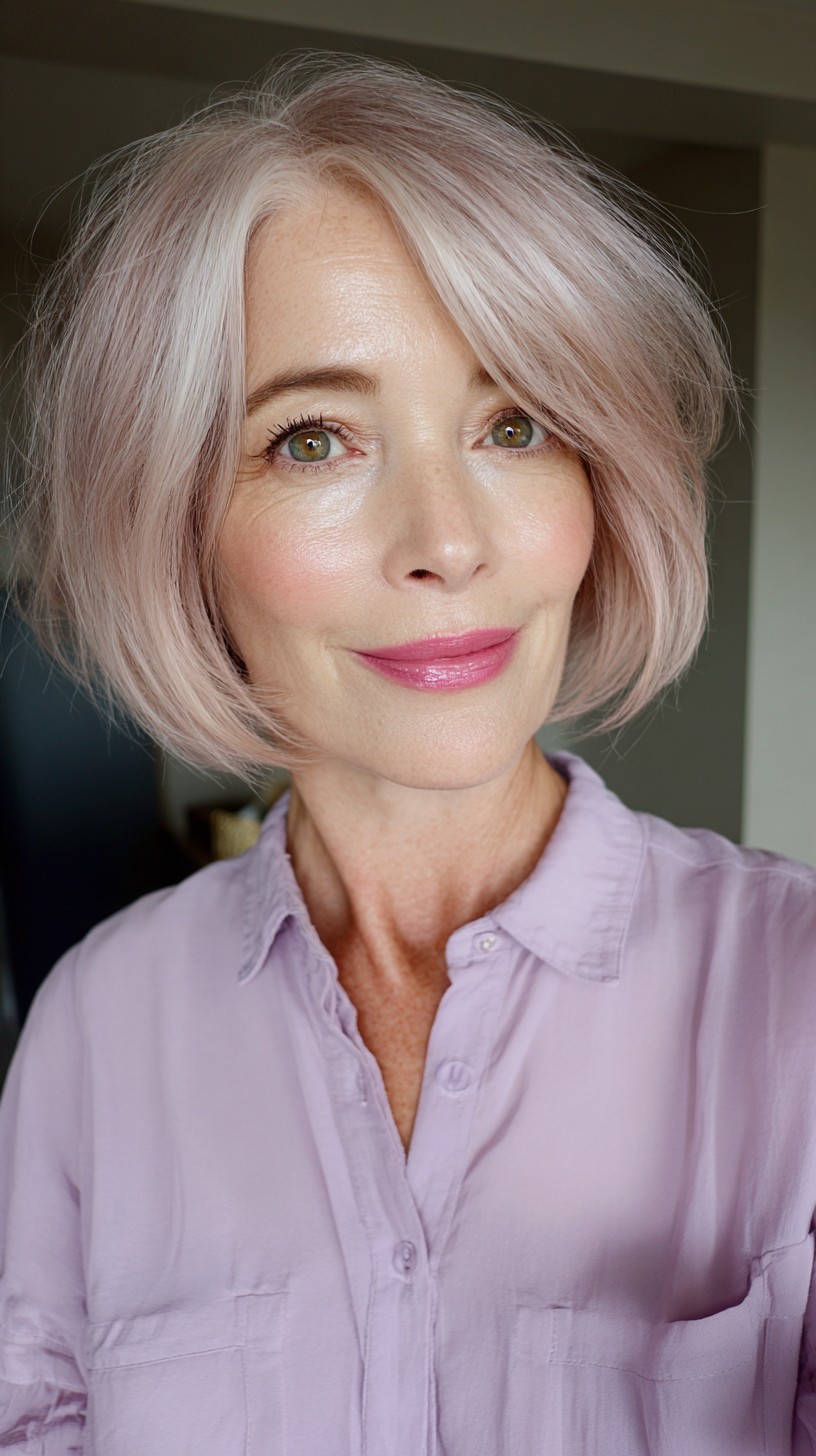 Charming Light Rose Gold Bob with Soft Volume