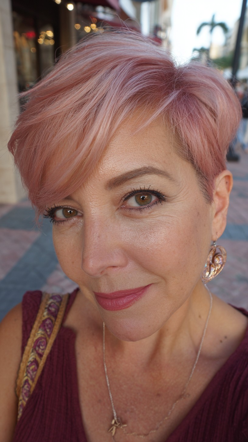 Charming Rose Gold Short Textured Pixie Cut