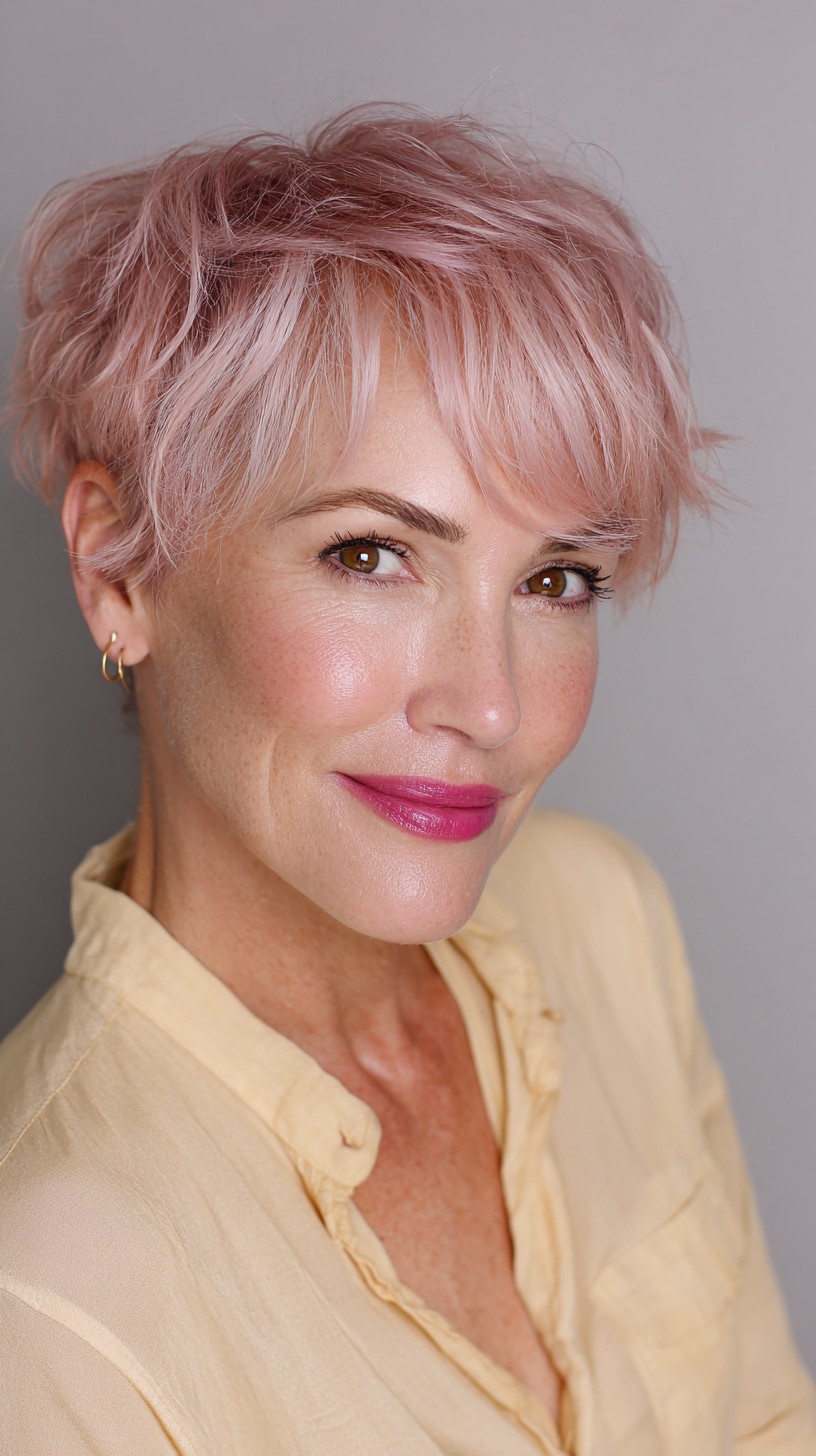 Charming Rose Gold Textured Crop with Soft Layers