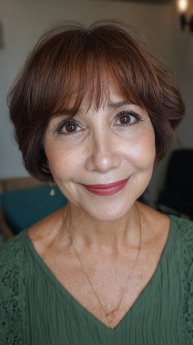 Charming Textured Lob with Long Bangs