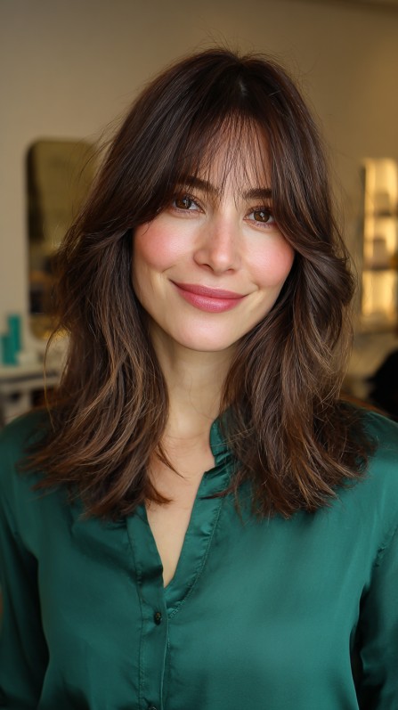 Chic Layered Cut with Face-Framing Bangs