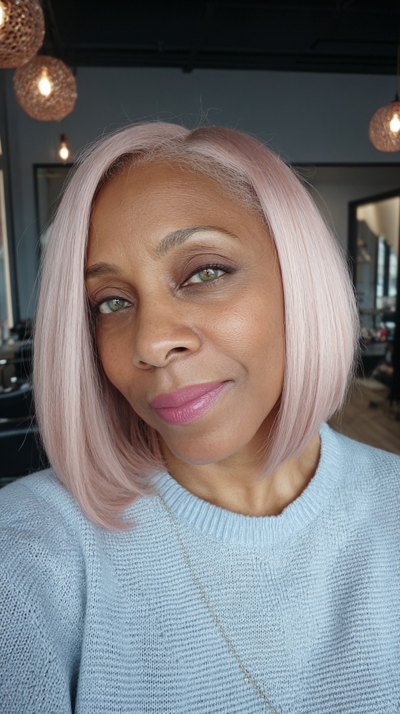 Chic Light Rose Gold Bob with Subtle Layers
