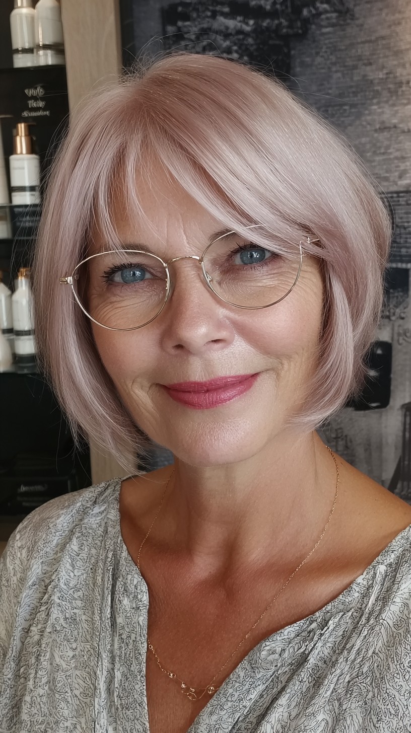 Chic Rose Gold Smooth Bob with Subtle Layers