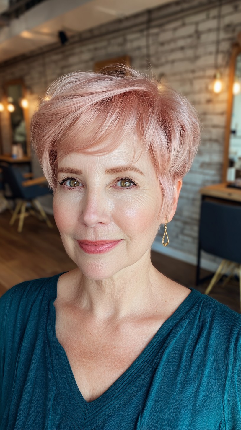 Chic Rose Gold Textured Pixie Cut