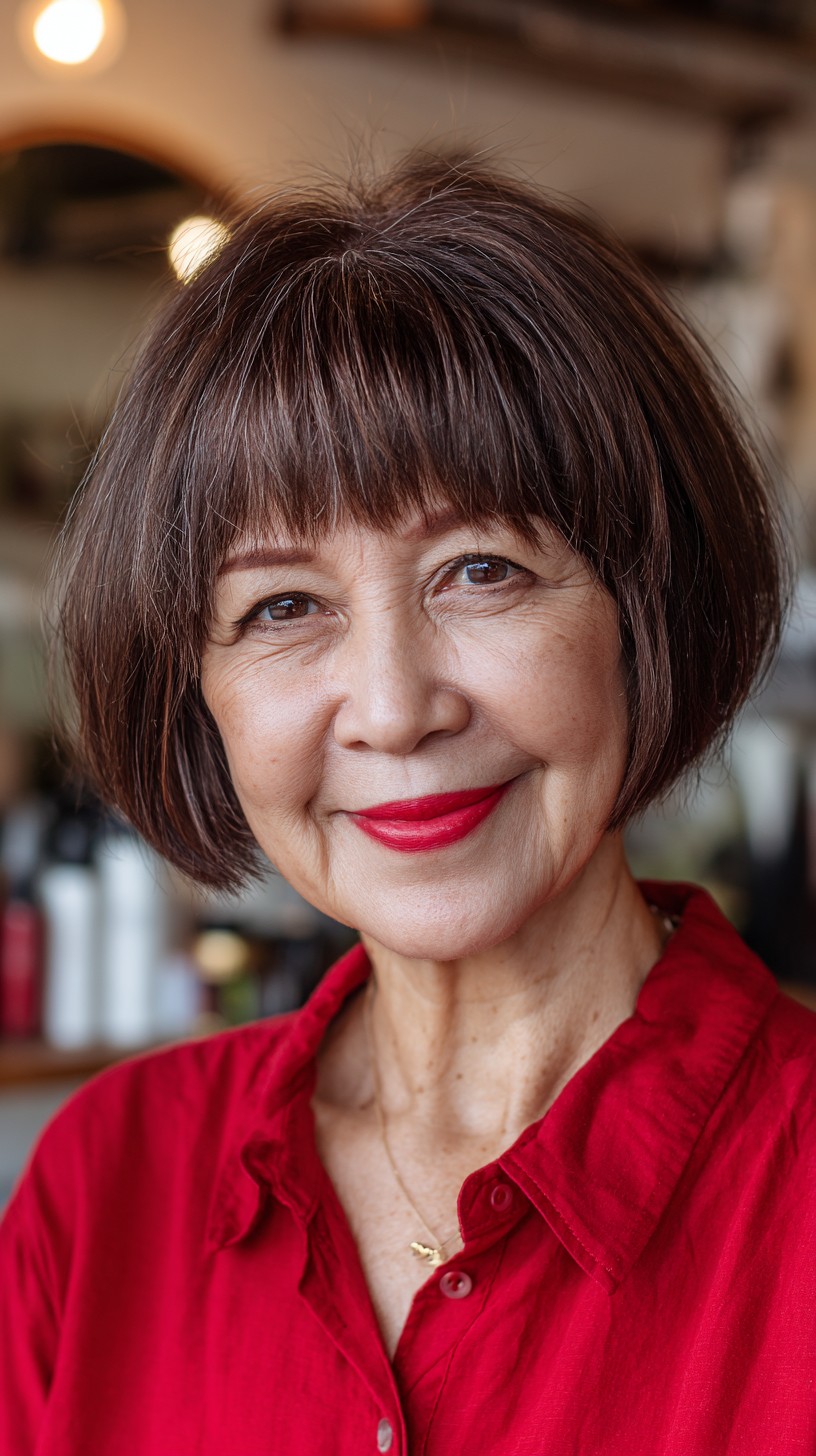 Chic Rounded Bob with Long Bangs
