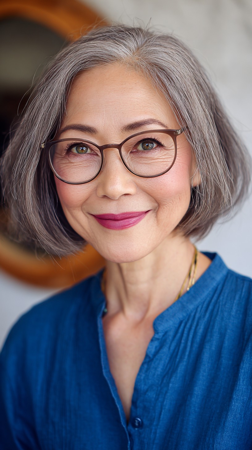 Chic Silver Bob with Soft Layers
