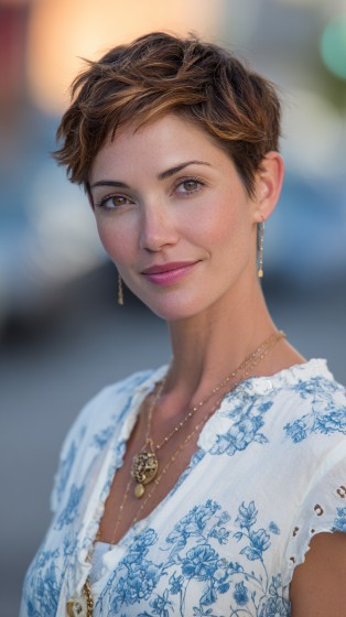 Chic Textured Short Crop with Subtle Highlights