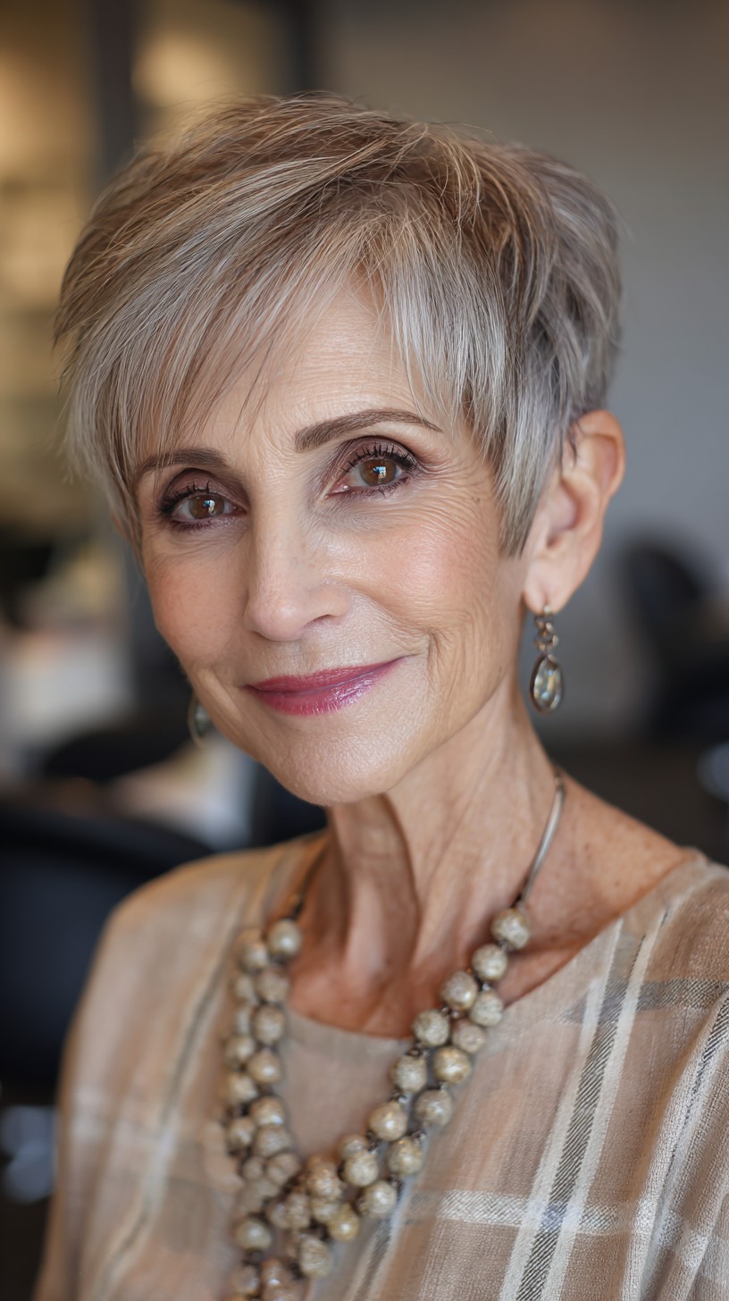 Chic Textured Short Cut with Long Bangs