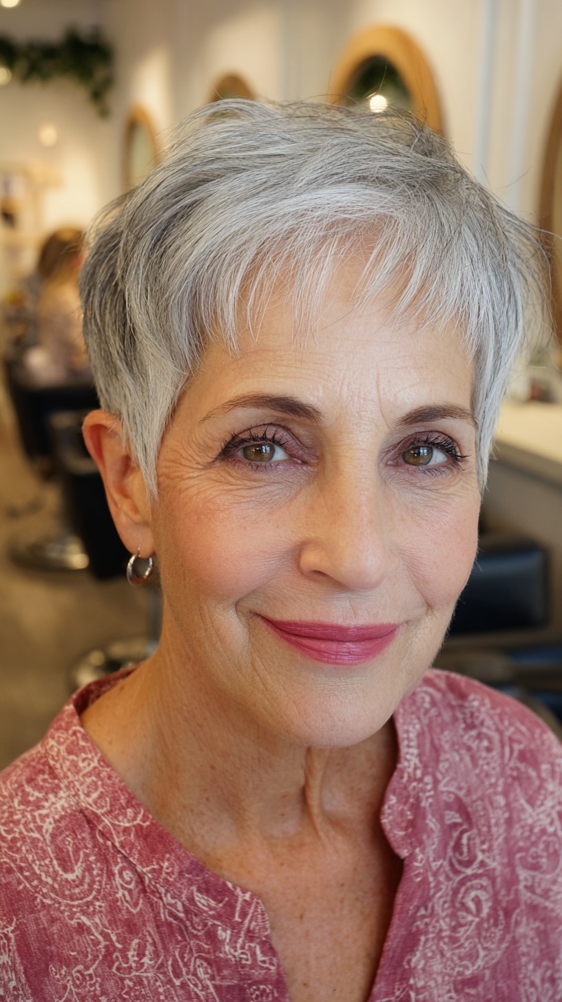 Chic Textured Silver Pixie with Delicate Fringes