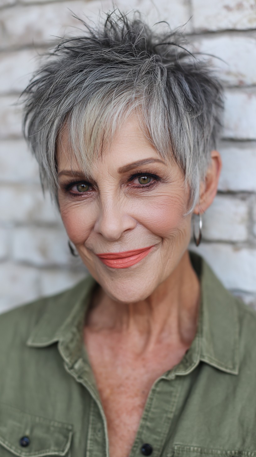 Dynamic Textured Pixie with Long Bangs