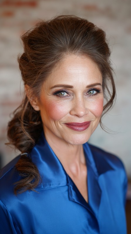 Elegant Soft Curly Updo with Loose Tendrils