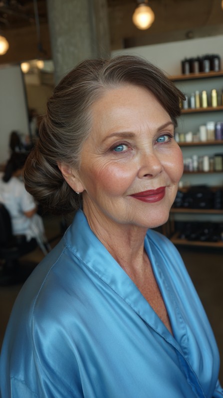 Elegant Vintage Low Chignon with Soft Face-Framing Strands