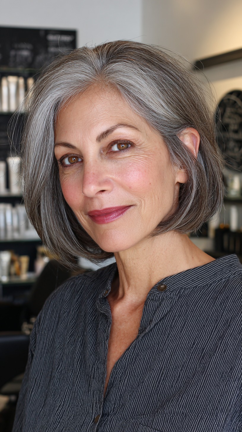 Graceful Silver Bob with Subtle Layers