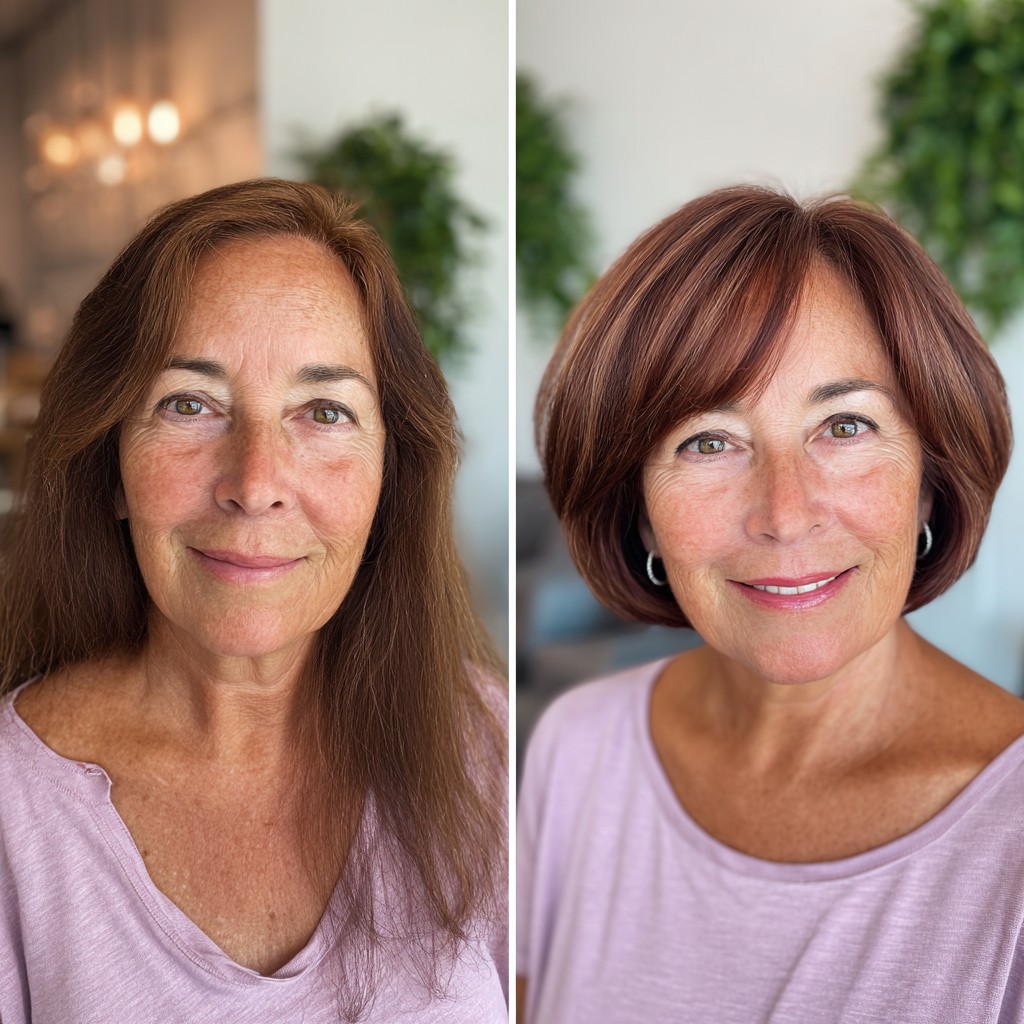 Modern Rounded Bob with Rose Gold Highlights