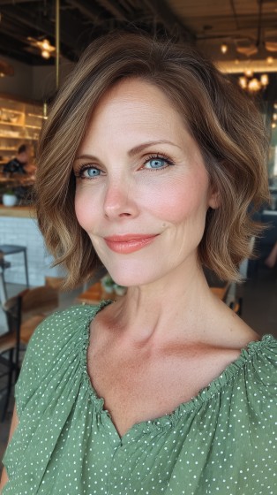 Modern Soft Curly Lob with Subtle Volume