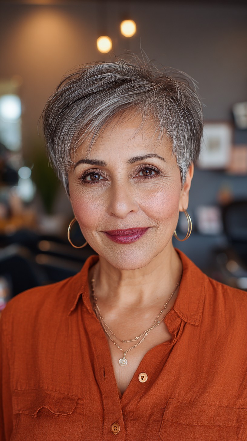 Modern Textured Pixie with Long Bangs