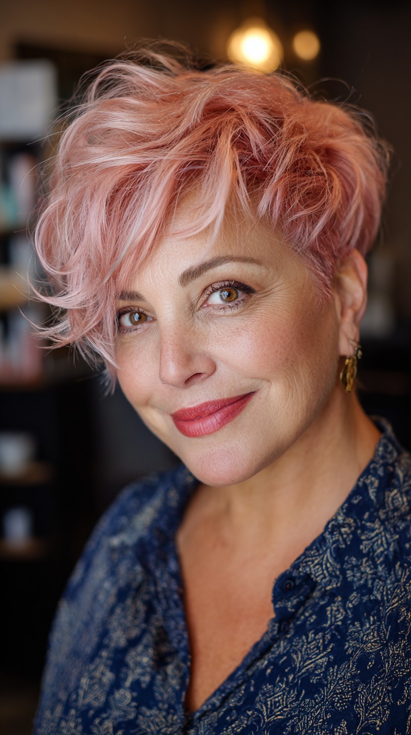 Playful Rose Gold Textured Bob