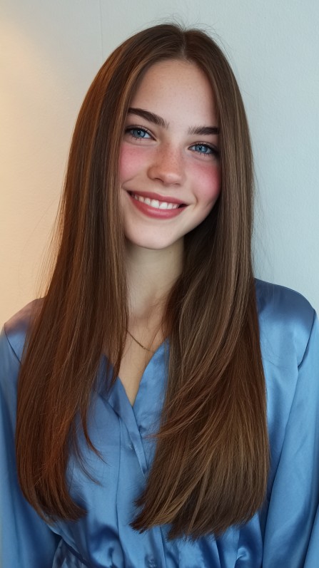 Sleek Long Hair with Subtle Face-Framing Layers