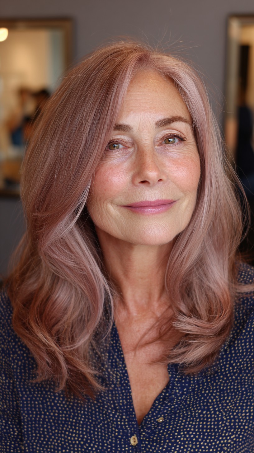 Soft Long Layers with Subtle Rose Gold Highlights