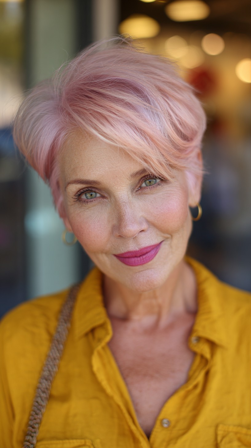 Soft Rose Gold Textured Pixie Cut